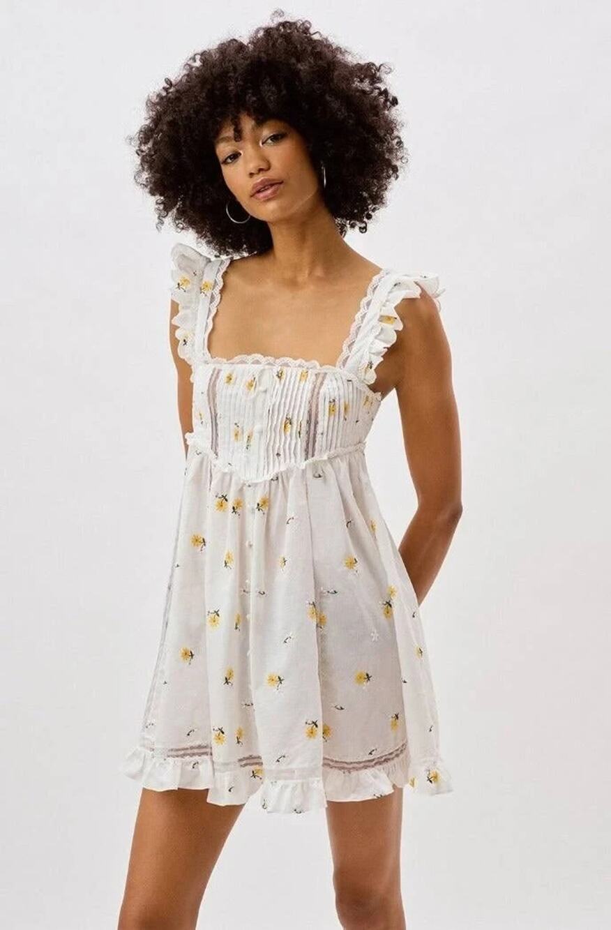 For Love & Lemons Leanne Mini Dress Classic White XS